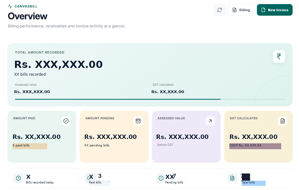 CanvasBILL product screen 3