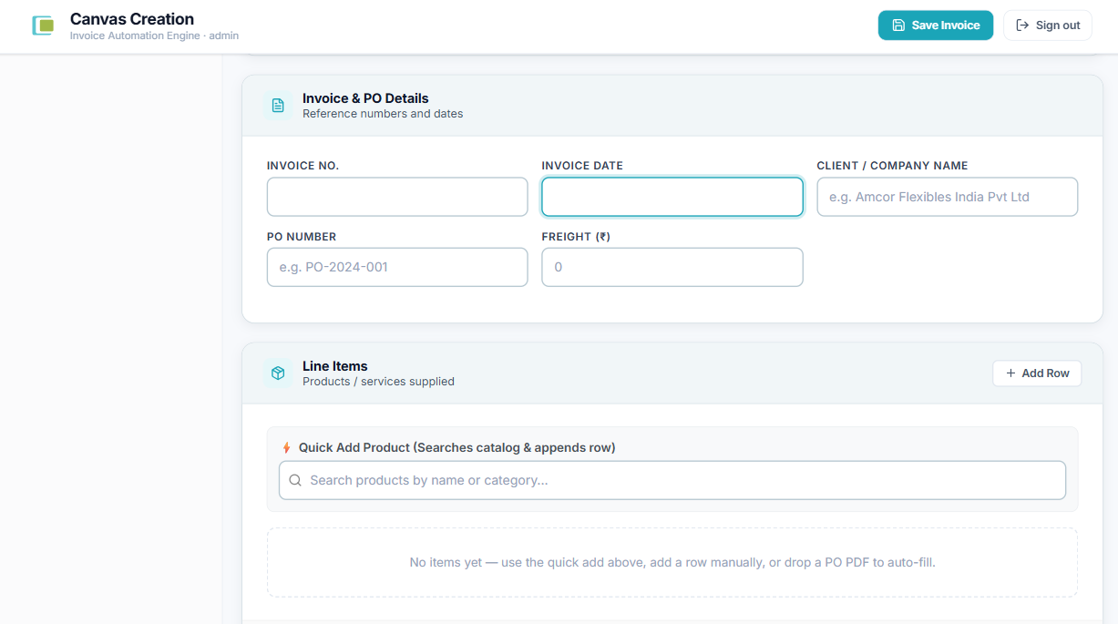 CanvasBILL product screen 4
